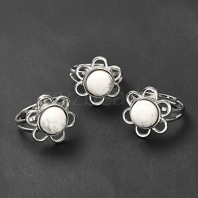 Natural Howlite Adjustable Rings RJEW-P043-01P-21-1