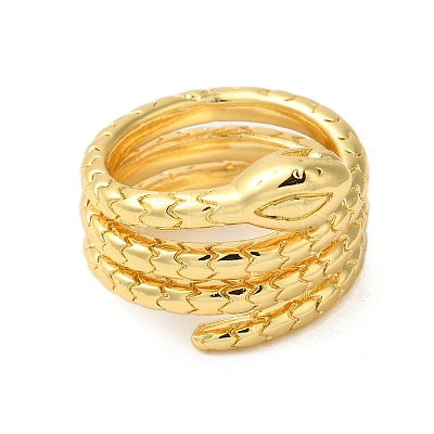 Snake Brass Finger Rings for Women RJEW-A048-27G-1