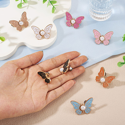 7 Pairs 7 Colors Butterfly Shape Alloy Enamel Adjustable Jean Button Pins FIND-TA0008-80-1