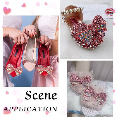 2Pcs Polyester Bowknot Shoe Decoration AJEW-FG0003-77-1