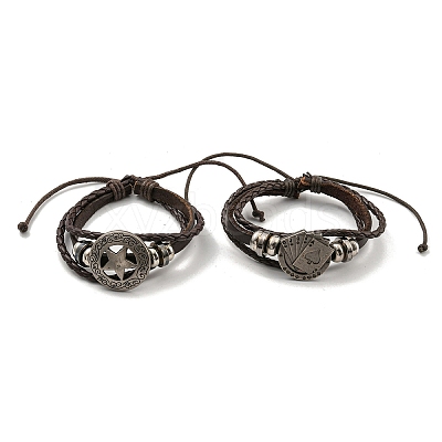 PU Imitation Leather Cord Triple Layer Multi-strand Bracelets BJEW-P329-03AS-1