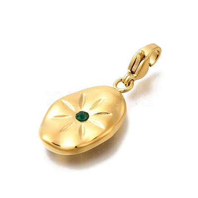 Oval 304 Stainless Steel Rhinestone Pendant Decoration STAS-R159-49G-03-1