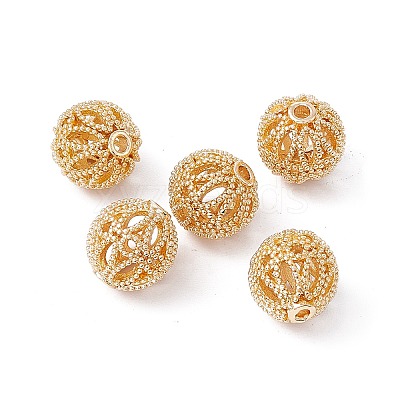 Rack Plating Brass Hollow Beads KK-P219-01A-G-1
