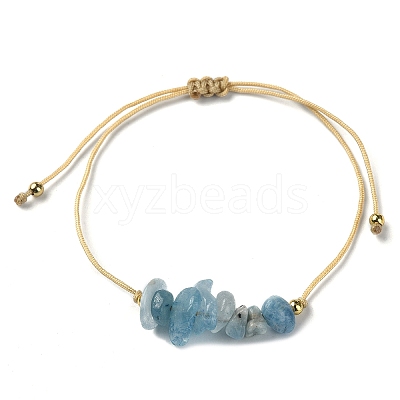 Natural Aquamarine Chips Braided Bead Bracelets BJEW-JB09851-03-1
