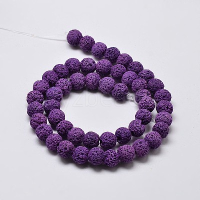 Natural Lava Rock Round Bead Strands X-G-I124-8mm-08-1