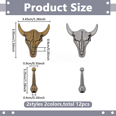 12Pcs 2 Colors Zinc Alloy Bolo Tie Slide Clasps FIND-ME0003-47-1