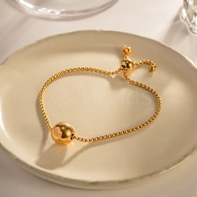 304 Stainless Steel Round Ball Charm Box Chain Slider Bracekets for Women MP4435-4-1