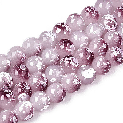 Baking Paint Glass Beads Strands DGLA-N015-8mm-05-1
