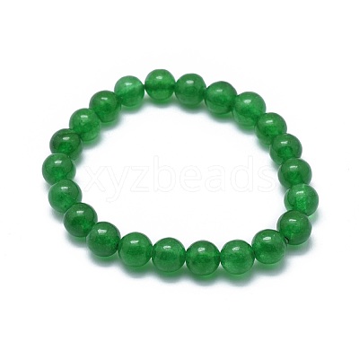 Natural Malaysia Jade(Dyed) Bead Stretch Bracelets BJEW-K212-C-013-1