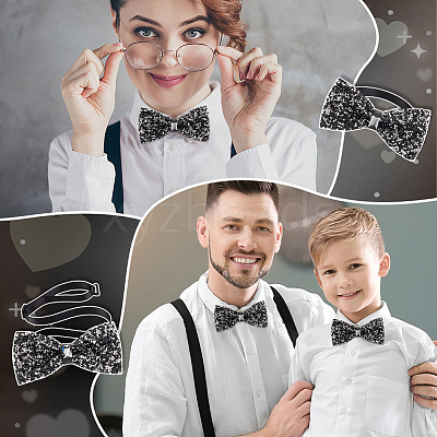 Adjustable Resin Rhinestone Polyester Bow Ties for Men AJEW-WH0472-01B-1