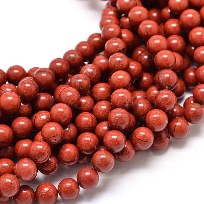 Grade A Natural Red Jasper Bead Strands G-P075-36-14mm-1