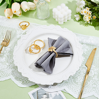 60Pcs Christmas Theme Alloy Leaf Napkin Rings AJEW-PB0001-03G-1