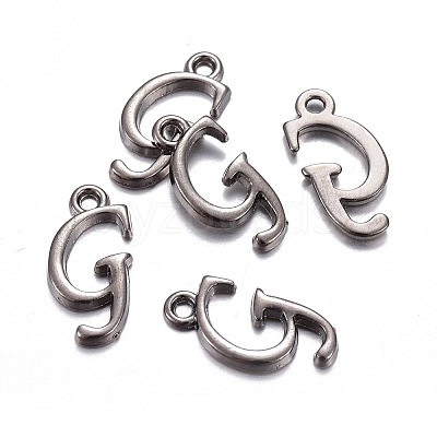 Gunmetal Plated Alloy Letter Pendants PALLOY-P097-03-G-1