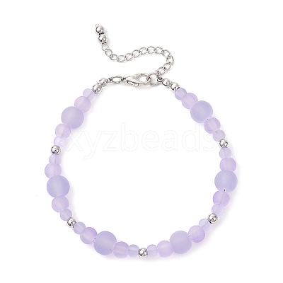 Frosted Transparent Glass Beaded Bracelets for Women BJEW-JB12136-01-1