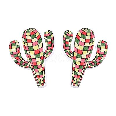 Printed Tartan Acrylic Pendants OACR-T028-04A-1