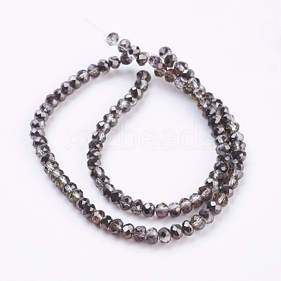 Half Plated Faceted Rondelle Electroplate Glass Bead Strands X-EGLA-D020-3x2mm-12-1
