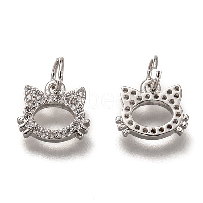 Brass Micro Pave Clear Cubic Zirconia Charms ZIRC-B002-55-1