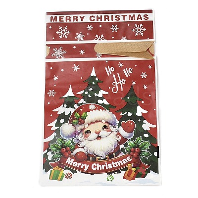 Christmas Santa Claus Plastic  Packing Pouches Drawstring Bags ABAG-Q053-05B-1