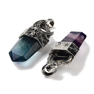 Natural Fluorite Faceted Sword Pendants G-Q163-01AS-04-1