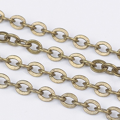 Brass Flat Oval Cable Chains CHC025Y-01-AB-NF-1