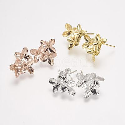 Rack Plating Brass Stud Earring Findings KK-P105-28-1