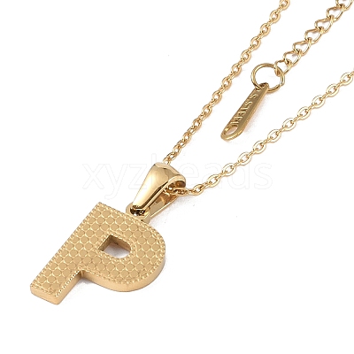 Ion Plating(IP) Initial Letter 304 Stainless Steel Pendant Necklaces NJEW-M199-01G-P-1