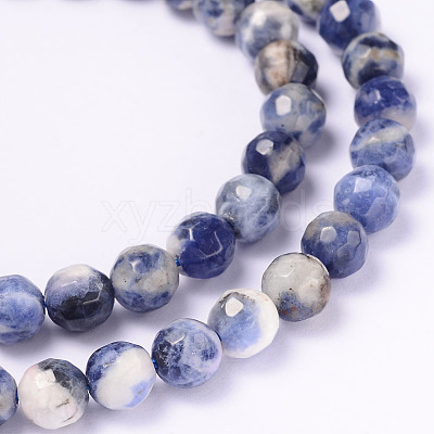 Faceted Natural Sodalite Round Bead Strands G-L377-45-6mm-1