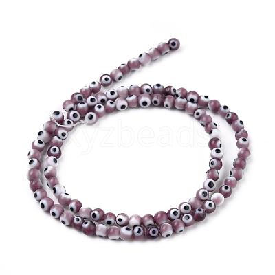 Handmade Evil Eye Lampwork Round Bead Strands LAMP-L055-4mm-04-1