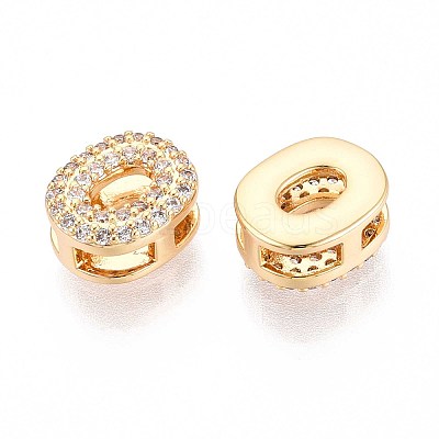 Brass Micro Pave Clear Cubic Zirconia Beads KK-T071-17G-O-1