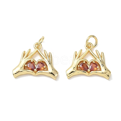 Brass Micro Pave Tomato Cubic Zirconia Pendants KK-T085-19B-G-1