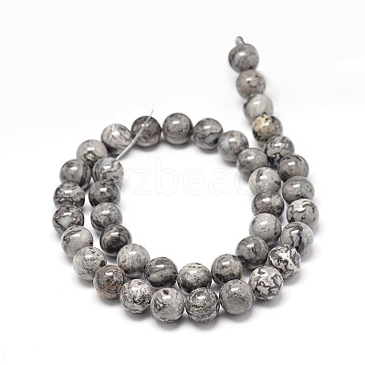 Natural Map Stone Beads Strands X-G-P075-15-8mm-1