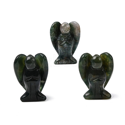 Natural Moss Agate Angel Figurine DJEW-N006-01A-22-1