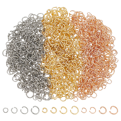 1200Pcs 12 Styles 304 Stainless Steel Open Jump Rings STAS-ME0001-75-1