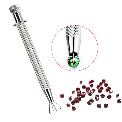Stainless Steel 4 Prongs Rhinestones Claw Tweezers TOOL-L010-006-1