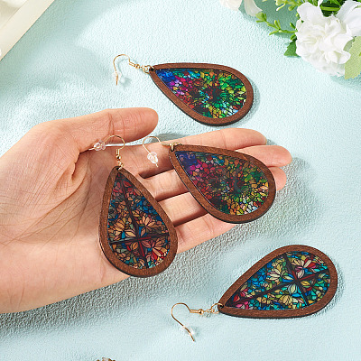 2Pairs 2 Colors Acrylic Dangle Earrings for Women EJEW-TA0001-53B-1