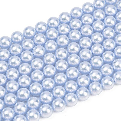 Frosted Glass Pearl Beads Strands GLAA-A044-08A-07-1