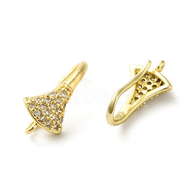 Brass Micro Pave Clear Cubic Zirconia Earring Hooks ZIRC-R112-09G-1