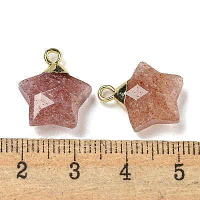 Natural Strawberry Quartz Pendants G-P540-01G-08-1