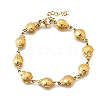 304 Stainless Steel Ladybug Link Bracelets for Women BJEW-K226-15A-G-1