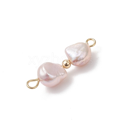 Natural Pearl Potato Beaded Connector Charms PALLOY-JF04902-1