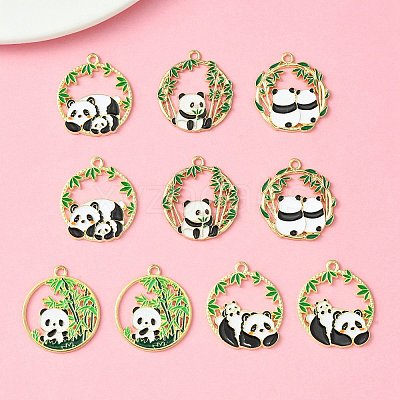 10Pcs 5 Style Alloy Enamel Pendants ENAM-YW0003-75-1