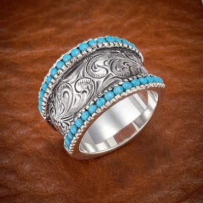 Retro Alloy & Turquoise Finger Rings FS-WG1E1DC-04-1
