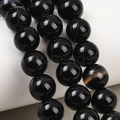 Natural Black Agate Bead Strands G-G962-10mm-12-A-1