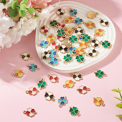 50Pcs 5 Colors Alloy Enamel Pendants ENAM-TA0003-81-1