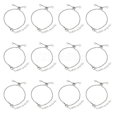 12Pcs 304 Stainless Steel Rolo Chain Slider Bracelet/Bolo Bracelets Making MAK-UN0001-19-1