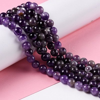 Natural Chevron Amethyst Beads Strands G-S030-7.5mm-1