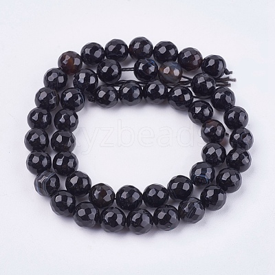 Natural Madagascar Black Agate Bead Strands G-N213C-56-1