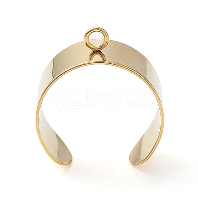 Ion Plating(IP) 304 Stainless Steel Open Cuff Finger Ring Components STAS-WH0029-40B-G-1