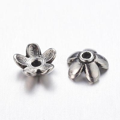 Tibetan Style Zinc Alloy Bead Caps X-TIBEB-6.5x3-AS-FF-1