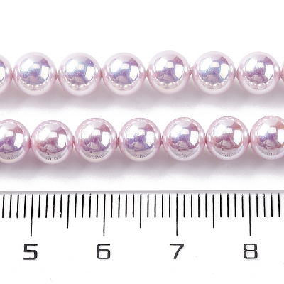 UV Plating Pearlized Glass Pearl Beads Strands GLAA-F128-01A-T11-1